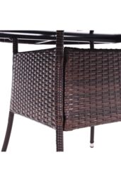 Living and Home Garden Wicker Tempered Glass Table with Parasol Hole in Brown - thumbnail 5