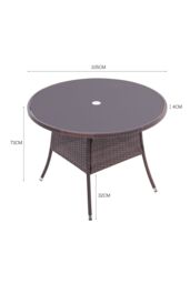 Living and Home Garden Wicker Tempered Glass Table with Parasol Hole in Brown - thumbnail 6