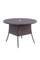 Living and Home Garden Wicker Tempered Glass Table with Parasol Hole in Brown - thumbnail 3