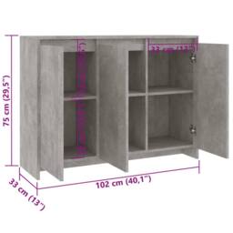 Berkfield Home Sideboard Concrete Grey 102x33x75 cm Engineered Wood - Size: 102 x 33 x 75 cm - thumbnail 8
