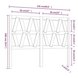 Berkfield Home Bed Headboard Grey 126x4x100 cm Solid Wood Pine - Size: 126 x 4 x 100 cm - thumbnail 6