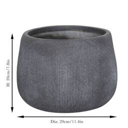 Dibor Small Grey Symmetry Stripe Fibre Clay Indoor Outdoor Garden Planter Houseplant Flower Plant Pot H20 x Dia29cm - thumbnail 6