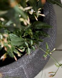 Dibor Small Grey Symmetry Stripe Fibre Clay Indoor Outdoor Garden Planter Houseplant Flower Plant Pot H20 x Dia29cm - thumbnail 4