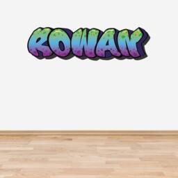 60 SECOND MAKEOVER Personalised Graffiti Name Purple Green Blue Wall Sticker Decal 150cm - thumbnail 3