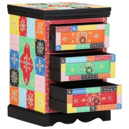 Berkfield Home Multicolored Drawer Cabinet - 40x40x60 cm Solid Mango Wood - Size: 40 x 40 x 60 cm - thumbnail 2