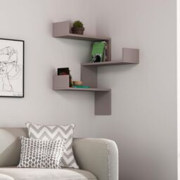Decortie Luksa' Wall Shelf Bookcase Corner Zigzag Design 60cm in Grey - Size: 1 Pack - thumbnail 3