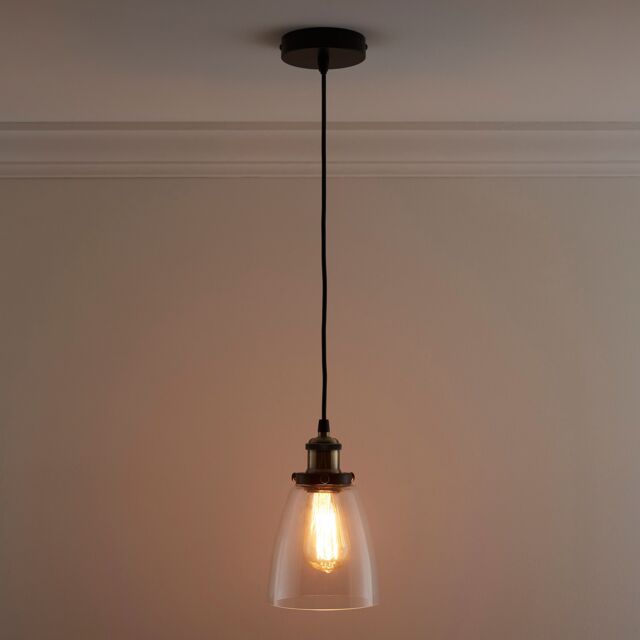 K LIVING Eve One Light Hanging Clear Glass Ceiling Pendant with Filament Bulb - image 1
