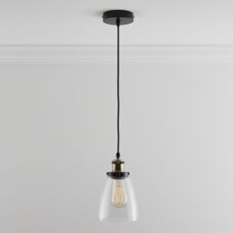 K LIVING Eve One Light Hanging Clear Glass Ceiling Pendant with Filament Bulb - thumbnail 2