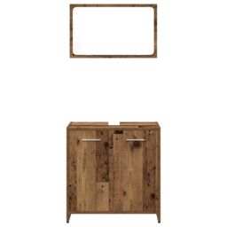 Berkfield Home 3 Piece Bathroom Furniture Set Old Wood Engineered Wood in Brown - thumbnail 5