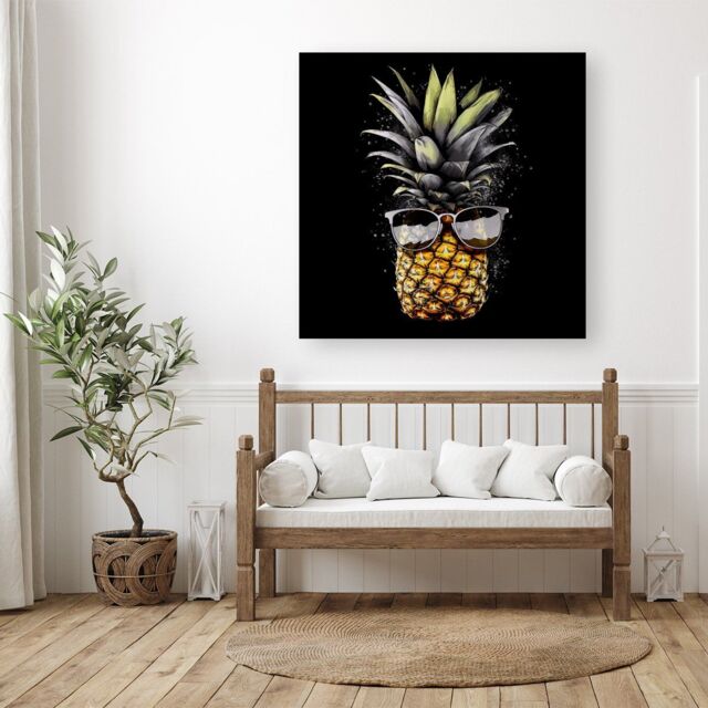 "Warren Reed - Designer Splashart Pineapple In Glasses Canvas - Size: W30"" x H30""" - image 1
