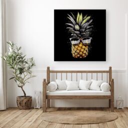 "Warren Reed - Designer Splashart Pineapple In Glasses Canvas - Size: W30"" x H30""" - thumbnail 1