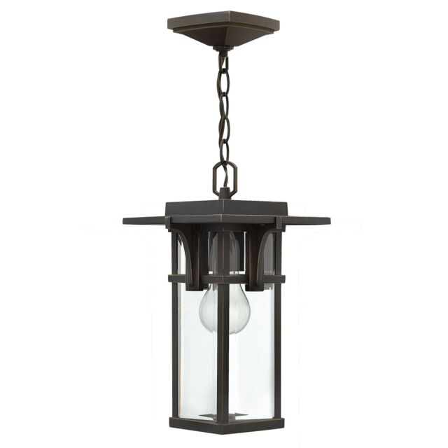 Loops IP23 1 Bulb Chain Lantern Oil Rubbed Bronze & Glass LED E27 100W in Clear