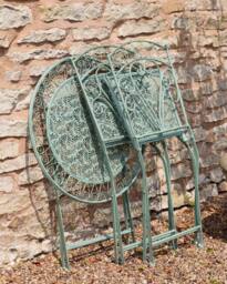 Dibor Traditional 2 Seater Alfresco Outdoor Garden Dining Table & Chair Bistro Set in Green - thumbnail 6