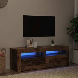Berkfield Home TV Cabinet with LED Lights Old Wood 120x35x40 cm Engineered Wood in Brown - Size: 120 x 35 x 40 cm - thumbnail 3