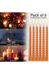Deco Express 6 Hours Twisted Candles Pack of 6 in Orange - thumbnail 6