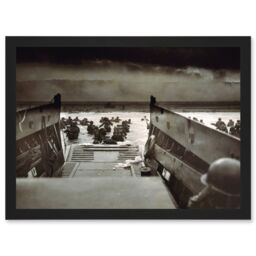 Artery8 War Military History D Day Landing Normandy Into Jaws Of Death Photo Artwork Framed Wall Art Print A4 in Black - thumbnail 1