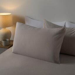 OHS 2 Pack Essential Brushed Cotton Soft Housewife Pillowcases in Natural - Size: Standard Pillow Case - thumbnail 1