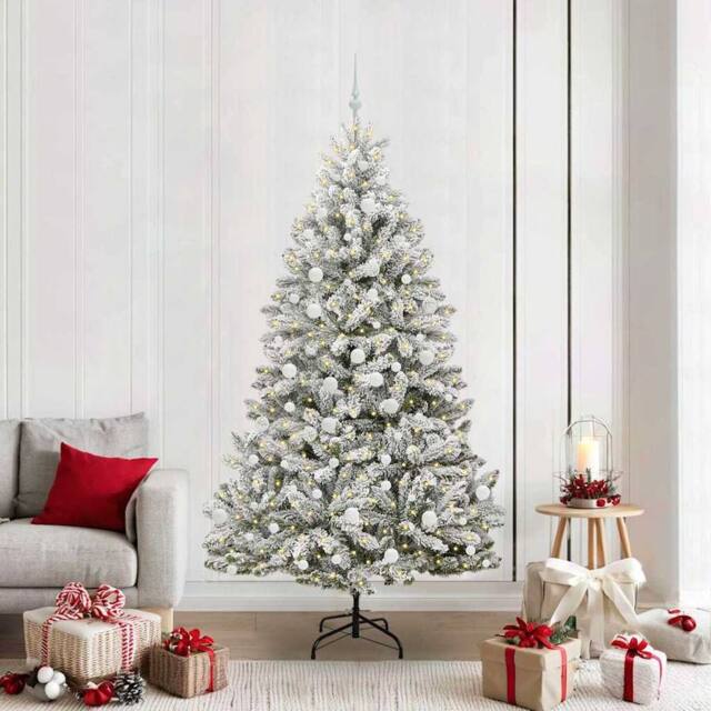 Berkfield Home Artificial Christmas Tree Green & White 210 cm PVC & Metal - image 1