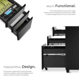tectake Filing Cabinet Parvus in Black - thumbnail 3