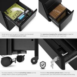 tectake Filing Cabinet Parvus in Black - thumbnail 5