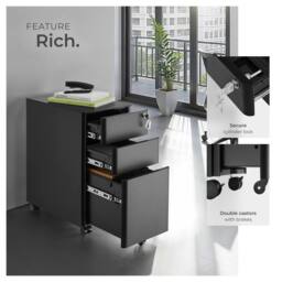 tectake Filing Cabinet Parvus in Black - thumbnail 4