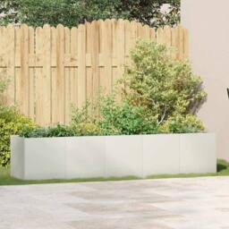 Berkfield Home Planter White 200x40x40 cm Cold-rolled Steel - Size: 200 x 40 x 40 cm - thumbnail 3