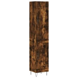 Berkfield Home Highboard Smoked Oak 34.5x34x180 cm Engineered Wood in Brown - thumbnail 2
