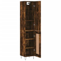 Berkfield Home Highboard Smoked Oak 34.5x34x180 cm Engineered Wood in Brown - thumbnail 4