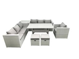 Fimous 7 Pieces Outdoor Rattan Sofa Set with Cushions Patio Garden Furniture Sets with Armchair Dining Table Side Table 2 Small Footstools - thumbnail 2