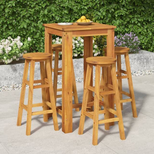 Berkfield Home 5 Piece Garden Bar Set Solid Wood Acacia in Brown - image 1