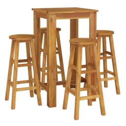 Berkfield Home 5 Piece Garden Bar Set Solid Wood Acacia in Brown - thumbnail 3