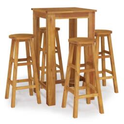Berkfield Home 5 Piece Garden Bar Set Solid Wood Acacia in Brown - thumbnail 2