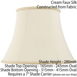 "Loops 16"" Bowed Oval Handmade Lamp Shade Cream Fabric Classic Table Light Bulb Cover" - thumbnail 2