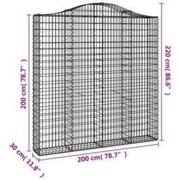 Berkfield Home Arched Gabion Basket 200x30x200/220 cm Galvanised Iron in Silver - thumbnail 5