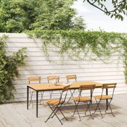 Berkfield Home Beautiful Folding Garden Chairs 6 pcs Steel & Solid Wood Acacia in Brown - thumbnail 2
