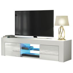 Creative Furniture Loom TV Unit 130cm - A Minimalist & Sophisticated Cabinet with Gloss Doors & LED Lights in White - thumbnail 6