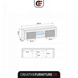 Creative Furniture Loom TV Unit 130cm - A Minimalist & Sophisticated Cabinet with Gloss Doors & LED Lights in White - thumbnail 3