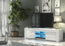 Creative Furniture Loom TV Unit 130cm - A Minimalist & Sophisticated Cabinet with Gloss Doors & LED Lights in White - thumbnail 2