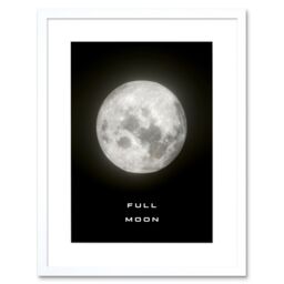 "Artery8 Wall Art Print Phases of the Moon Astronomy Full Moon Lunar Space Poster Artwork Framed 9X7 Inch in White - Size: W7"" x H9""" - thumbnail 1