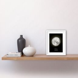 "Artery8 Wall Art Print Phases of the Moon Astronomy Full Moon Lunar Space Poster Artwork Framed 9X7 Inch in White - Size: W7"" x H9""" - thumbnail 2