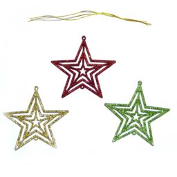 Shatchi 3Pcs Glitter Stars Christmas Tree Xmas Party Hanging Ornament Décor, 1PK - thumbnail 1