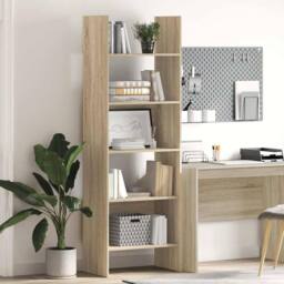 Berkfield Home Book Cabinet Sonoma Oak 60x35x180 cm Engineered Wood in Light Tan - Size: 60 x 35 x 180 cm - thumbnail 2