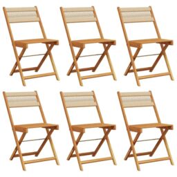 Berkfield Home Folding Garden Chairs 6 pcs Beige Solid Wood Acacia - thumbnail 2