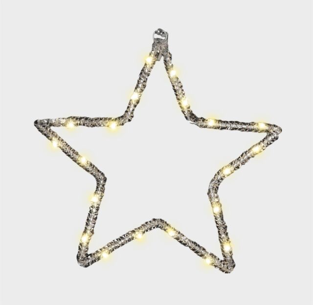 Xmas Haus 25CM 20L Warm White Led Hanging Star, 3xAA in Black - image 1