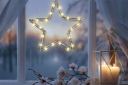 Xmas Haus 25CM 20L Warm White Led Hanging Star, 3xAA in Black - thumbnail 2
