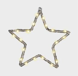 Xmas Haus 25CM 20L Warm White Led Hanging Star, 3xAA in Black - thumbnail 1