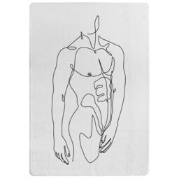 Benjamin Tate Design Line Art Of Male Body Designer Rug in Natural - Size: Large - thumbnail 1