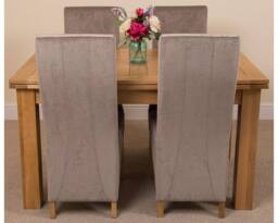 Thats Furniture Richmond 140-220cm Oak Extending Dining Table & 4 Lola Fabric Chairs in Grey - thumbnail 2