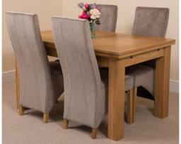 Thats Furniture Richmond 140-220cm Oak Extending Dining Table & 4 Lola Fabric Chairs in Grey - thumbnail 1