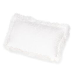 Native Natural White Linen Cushion Sheepskin Trim 30x50cm - Size: Double - thumbnail 4